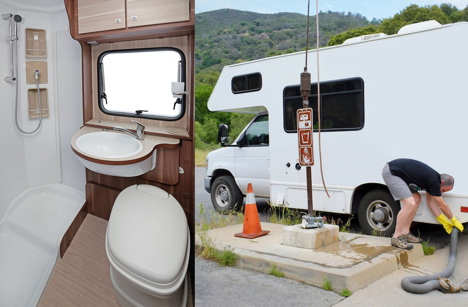 Portable RV/camper toilet and holding tank setup in Greenville, Mississippi